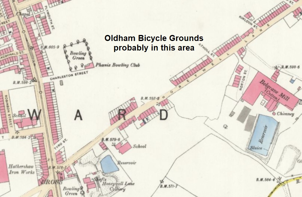 Oldham - Oldham Bicycle Grounds : Map credit National Library of Scotland